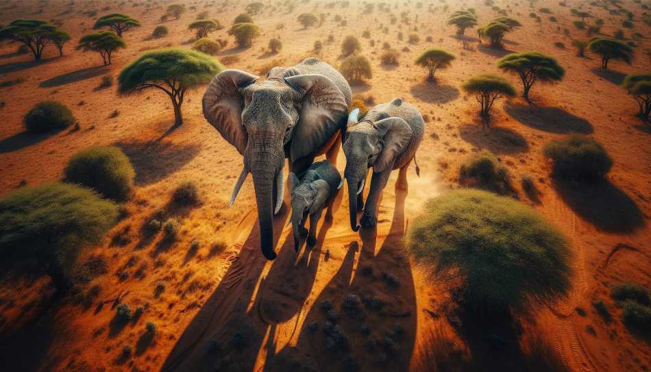 An elephant is large even if viewed from hundreds of feet above via a hot air balloon!
